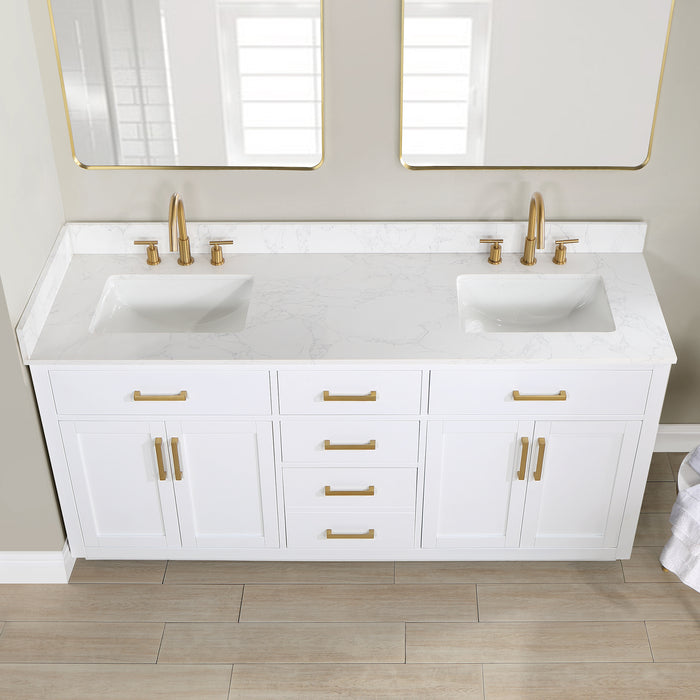 Gavino 72" White Double Bathroom Vanity Set (557072-WH-GW)