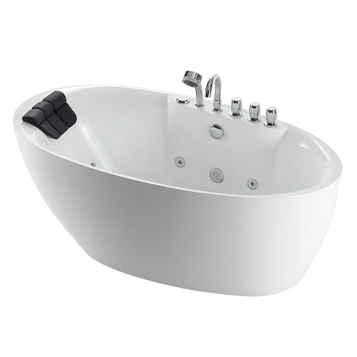 Empava 59" Freestanding Whirlpool Bathtub with Reversible Drain | EMPV-59AIS12