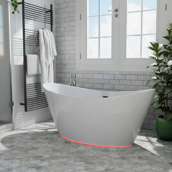 Empava 59" Freestanding Oval Soaking Bathtub with LED (EMPV-59FT1518LED)