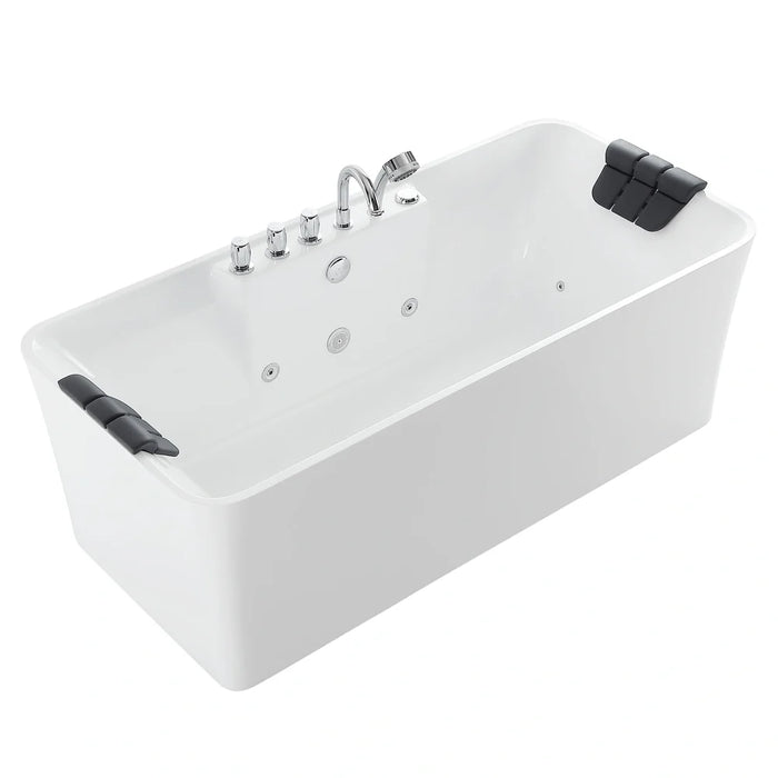 Empava 59" Freestanding Whirlpool Rectangle Tub with Center Drain | EMPV-59AIS15