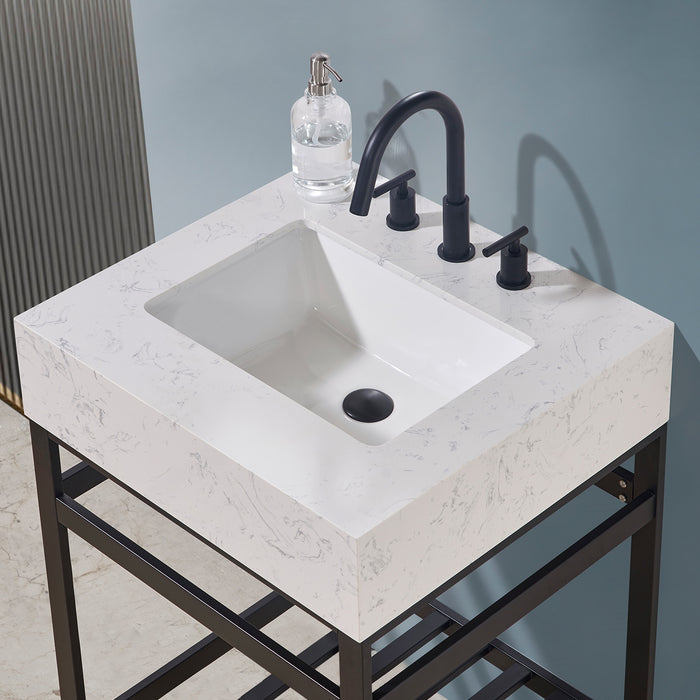 Merano 24" Matte Black Single Bathroom Vanity Set (68024-AWAP-MB)