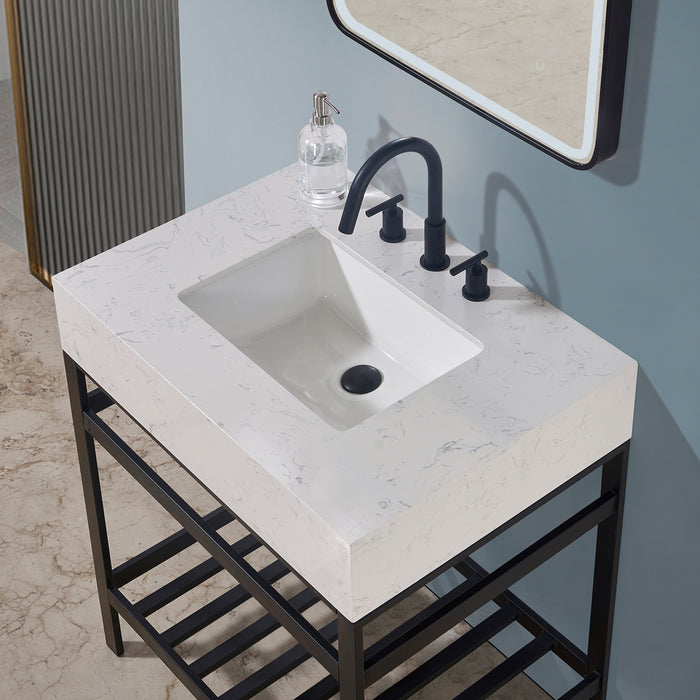 Merano 30" Matte Black Single Bathroom Vanity Set (68030-AWAP-MB)