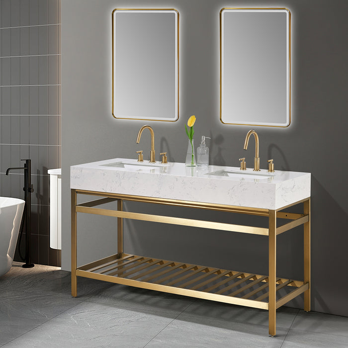Merano 60" Brushed Gold Double Bathroom Vanity Set (68060-AWAP-BG)