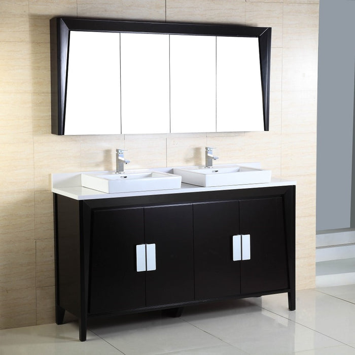 Bellaterra Home 60" Dark Espresso Double Bathroom Vanity Set (500410D-ES-WH-60D)