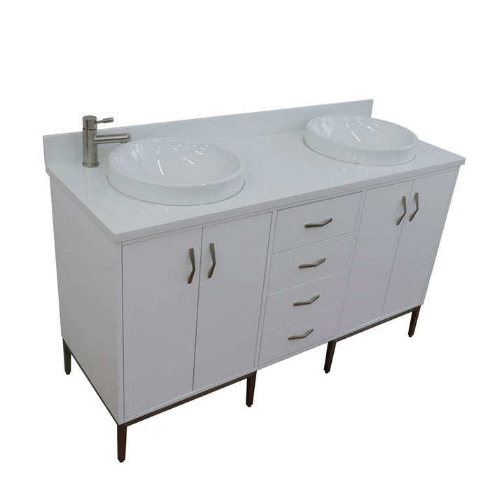 Tivoli 61" White Double Bathroom Vanity Set (408001-61D-WH)