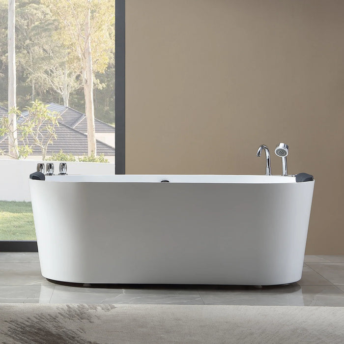 Empava 59" Freestanding Whirlpool Bathtub with Center Drain | EMPV-59AIS06