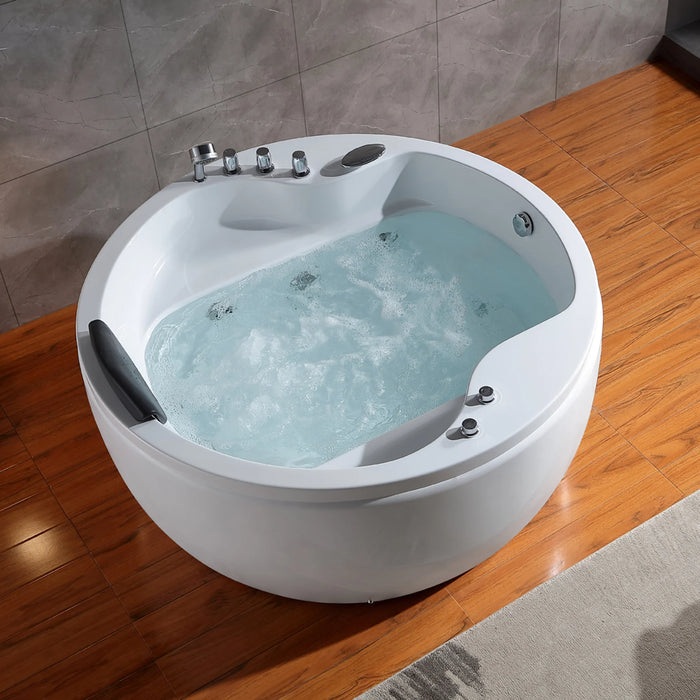 Empava 59" Freestanding Whirlpool Round Tub with Right Drain | EMPV-59JT005