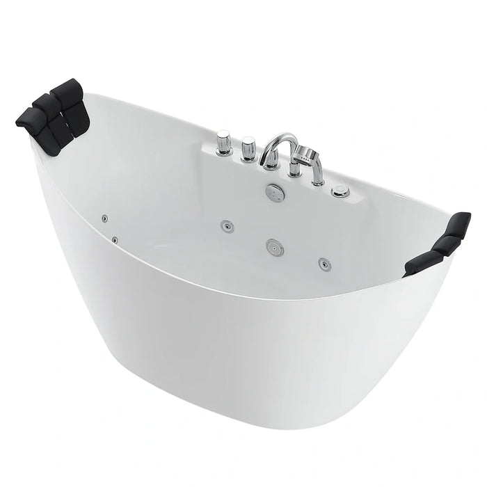 Empava 59" Freestanding Whirlpool Bathtub with Center Drain | EMPV-59AIS11