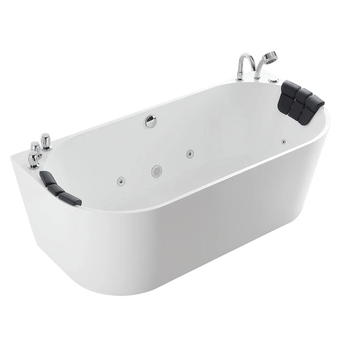 Empava 59" Freestanding Whirlpool Bathtub with Center Drain | EMPV-59AIS06