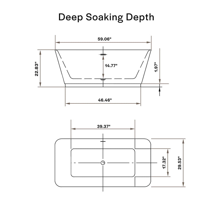 Empava 59" Freestanding Soaking Tub with Center Drain | EMPV-59FT1511