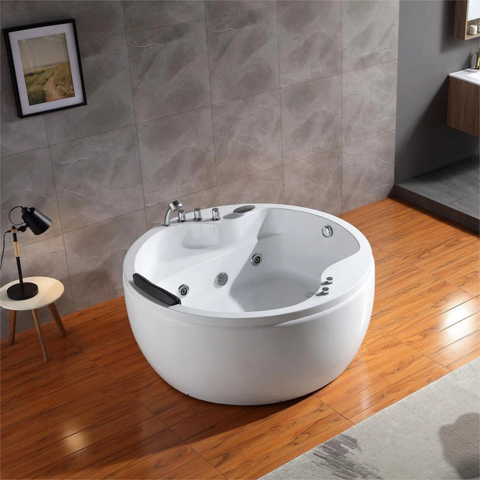 Empava 59" Freestanding Whirlpool Round Tub with Right Drain | EMPV-59JT005
