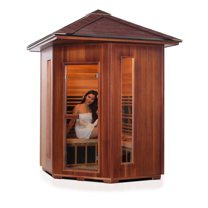 RUSTIC | 4 Person Corner Infrared Sauna (Outdoor)