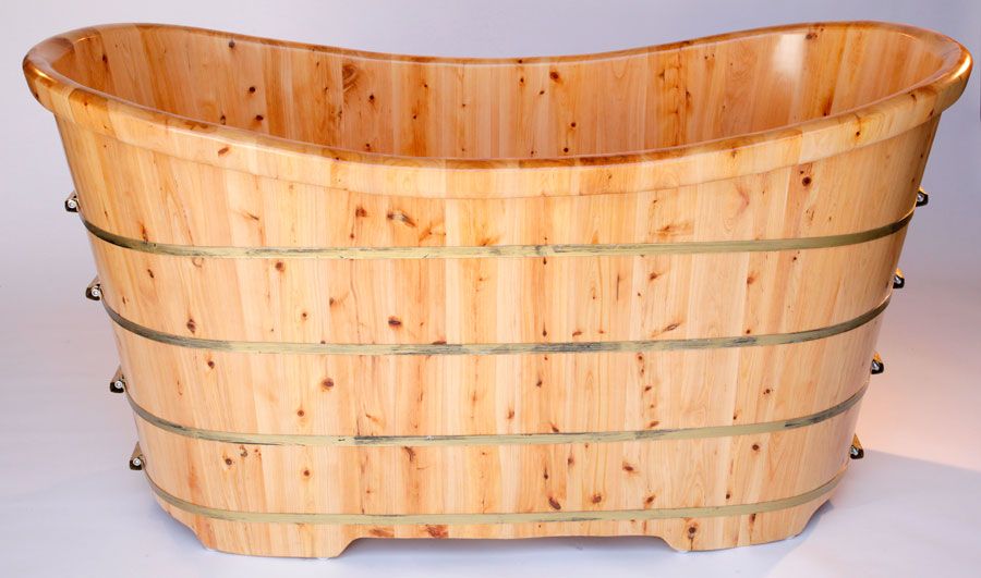 ALFI AB1105 | 63" Freestanding Cedar Wooden Bathtub