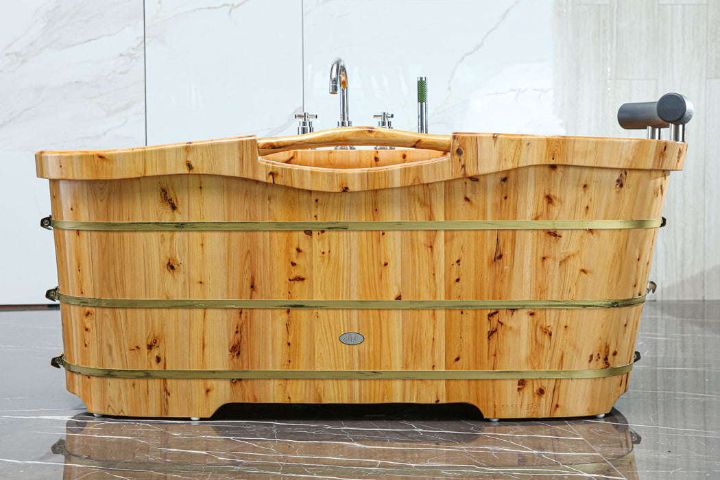 ALFI AB1136 | 61" Freestanding Cedar Wooden Bathtub