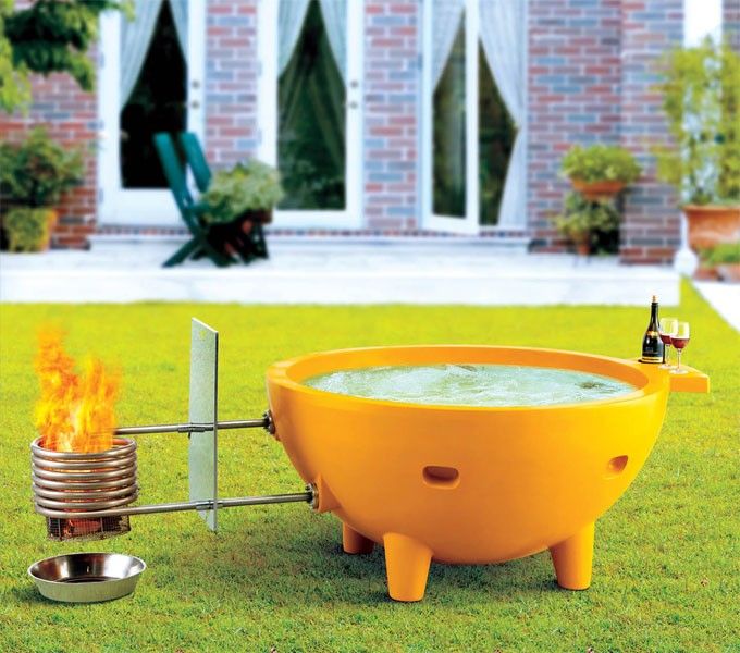 ALFI Fire Hot Tub Round Fire Burning Portable Outdoor Hot Bath Tub
