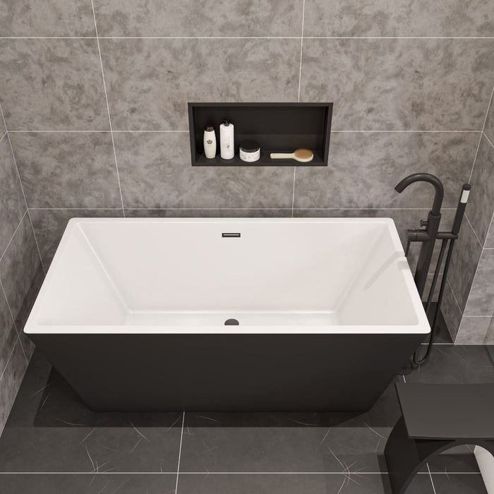 ALFI AB8834 | 59" Black Rectangular Freestanding Soaking Bathtub