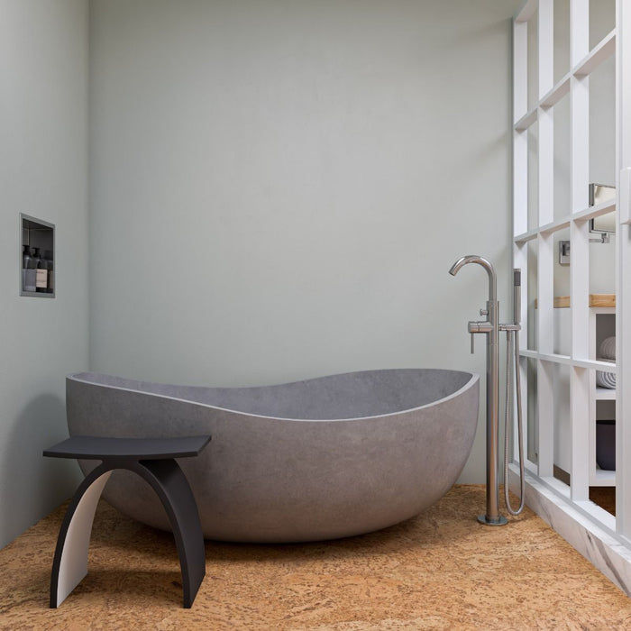 ALFI ABCO63TUB | 63" Solid Concrete Gray Matte Oval Bathtub