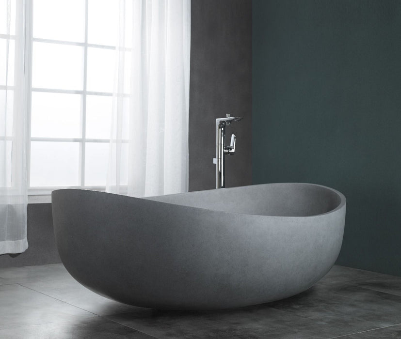 ALFI ABCO63TUB | 63" Solid Concrete Gray Matte Oval Bathtub