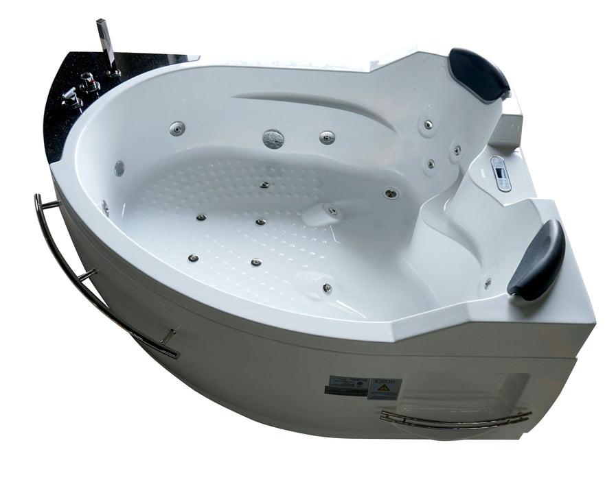 EAGO AM113ETL-L | 5.5 ft Right Drain Corner Acrylic White Whirlpool Bathtub for Two