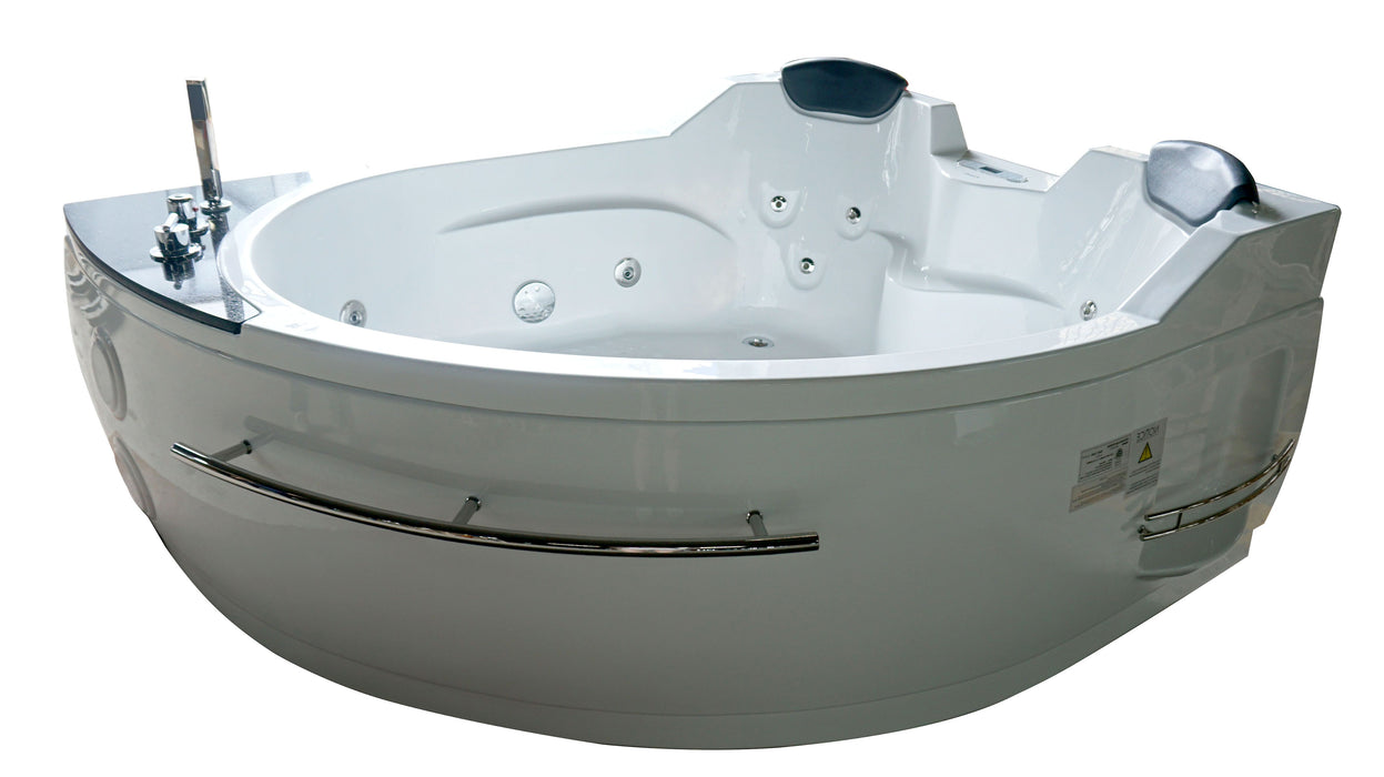 EAGO AM113ETL-L | 5.5 ft Right Drain Corner Acrylic White Whirlpool Bathtub for Two