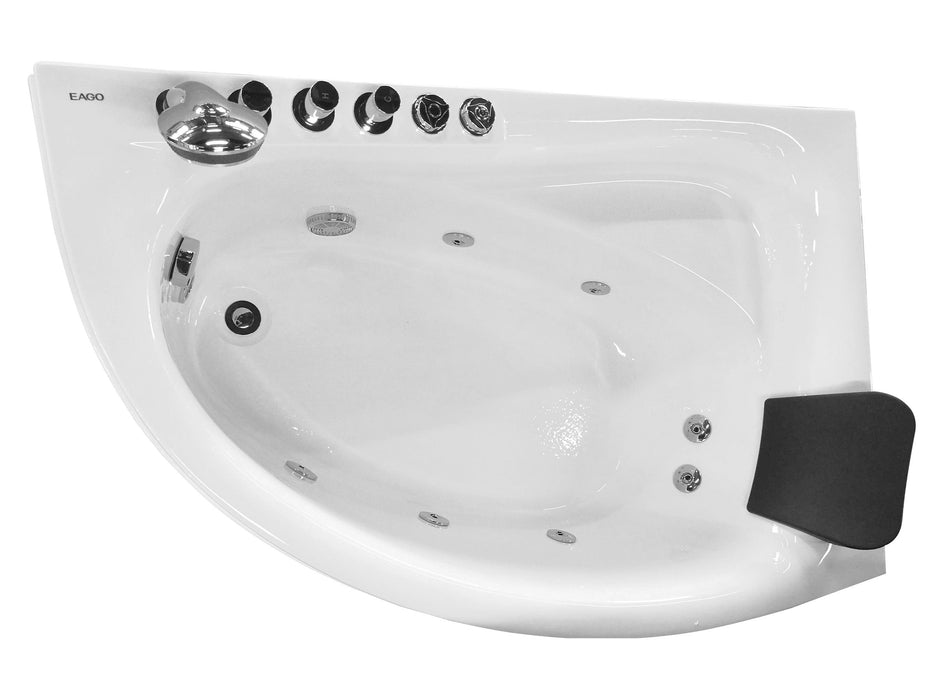 EAGO AM161-L | 5 ft Single Person Corner White Acrylic Whirlpool Bath Tub - Drain on Left