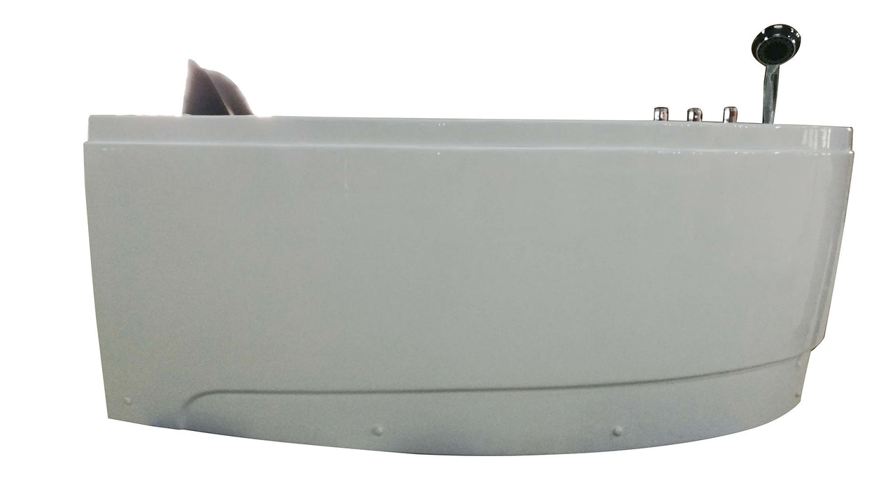 EAGO AM161-R | 5 ft Single Person Corner White Acrylic Whirlpool Bath Tub - Drain on Right