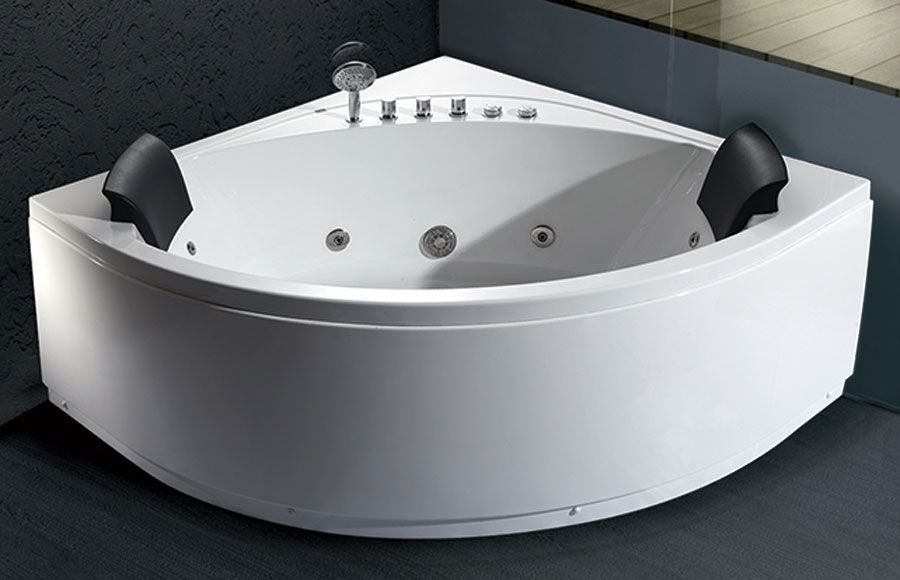 EAGO AM200 | 60" Rounded 2 Person Corner Whirlpool Bathtub with Fixtures