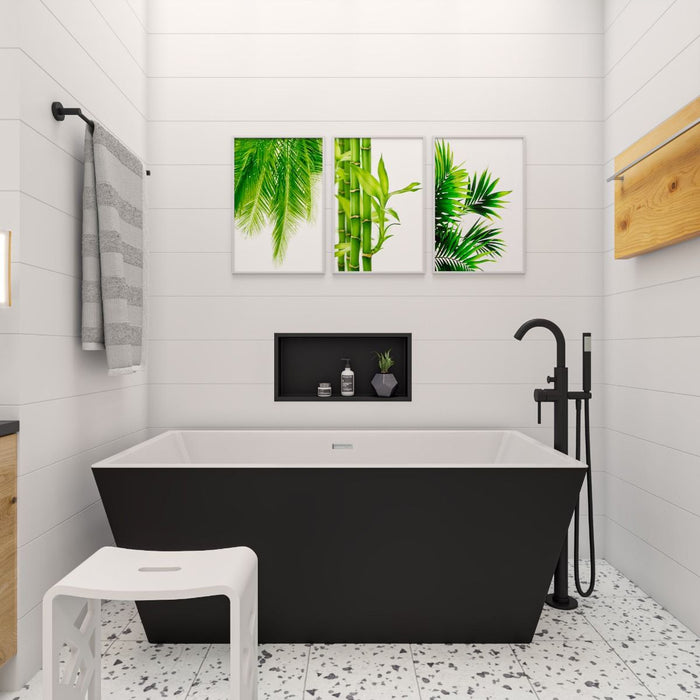 ALFI AB8834 | 59" Black Rectangular Freestanding Soaking Bathtub